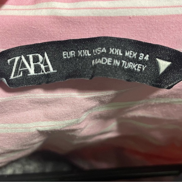 Zara Men's Pink and White Striped Shirt - Picture 3 of 3